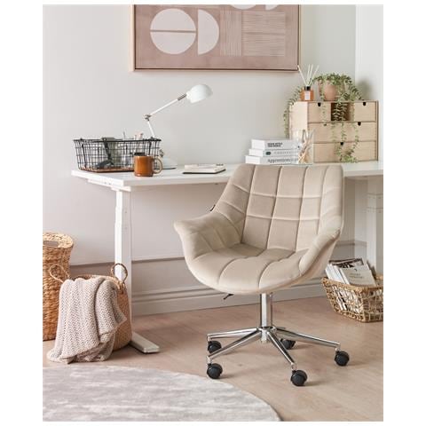 Sedia Da Scrivania Labelle Velluto Beige - Foto 1