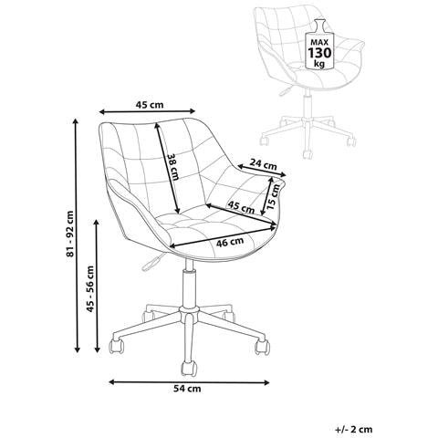 Sedia Da Scrivania Labelle Velluto Beige - Foto 7