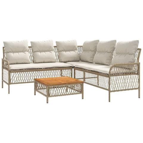 Set Divani Da Giardino 2 Pz Con Cuscini Beige In Polyrattan - Foto 1