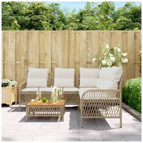 Set Divani Da Giardino 2 Pz Con Cuscini Beige In Polyrattan - Foto 2