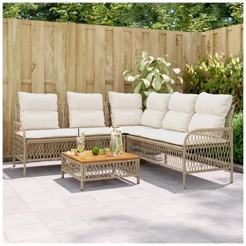 Set Divani Da Giardino 2 Pz Con Cuscini Beige In Polyrattan - Foto 8