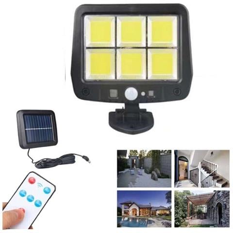 Faretto 6 Led Cob 12w Esterno Pannello Solare Sensore Movimento Crepuscolare 562 - Foto 1