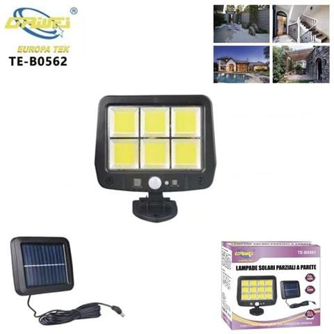 Faretto 6 Led Cob 12w Esterno Pannello Solare Sensore Movimento Crepuscolare 562 - Foto 2
