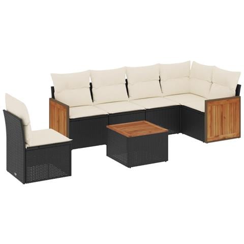 Set Divani Da Giardino Con Cuscini 7pz Nero Polyrattan - Foto 2