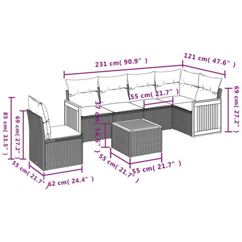 Set Divani Da Giardino Con Cuscini 7pz Nero Polyrattan - Foto 3