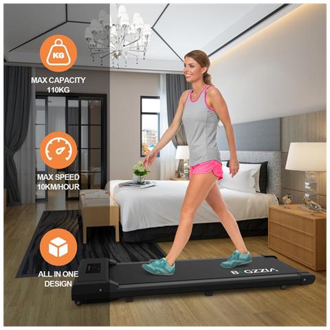 Tapis Roulant Elettrico Pieghevole,walking Pad 10 Km/h,tappeto Corsa Extra Large 42cm,con Telecomando E Display Lcd,telaio Rinforzato And 220lb Max Weight For Home Office Exercise - Nero - Foto 5