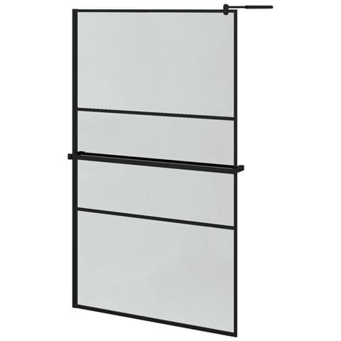 Parete Doccia con Mensola Nera 115x195 cm Vetro ESG e Alluminio - Foto 1