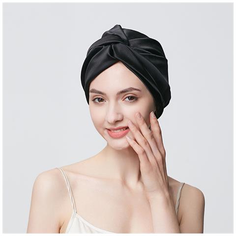 Cuffia Da Notte In Seta, Cuffia Per Capelli Per Dormire, Cuffia In Raso Per Capelli Ricci Black - Foto 1