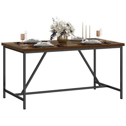 Tavolo da Pranzo per 6 Persone Stile Industriale in Legno e Acciaio, 150x80x75 cm, Marrone - Foto 1