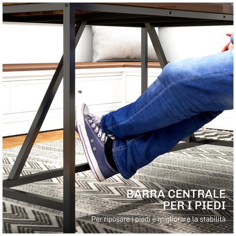 Tavolo da Pranzo per 6 Persone Stile Industriale in Legno e Acciaio, 150x80x75 cm, Marrone - Foto 6