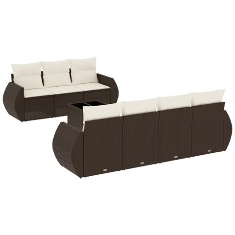 Set Divani Da Giardino 8 Pz Con Cuscini Marrone In Polyrattan - Foto 2