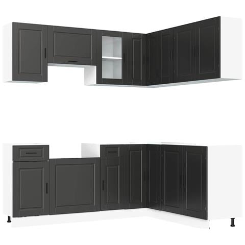 Set Mobili Da Cucina 11 Pz Porto Neri Legno Multistrato - Foto 2