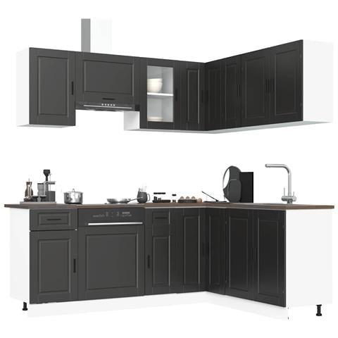 Set Mobili Da Cucina 11 Pz Porto Neri Legno Multistrato - Foto 1