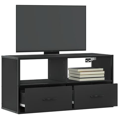 Mobile Tv Nero 80x31x39,5 Cm In Truciolato E Metallo - Foto 1