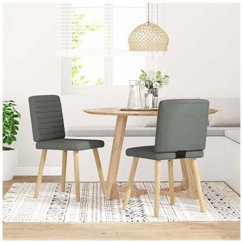 Sedie Da Pranzo 2 Pz Grigio Scuro In Tessuto - Foto 1