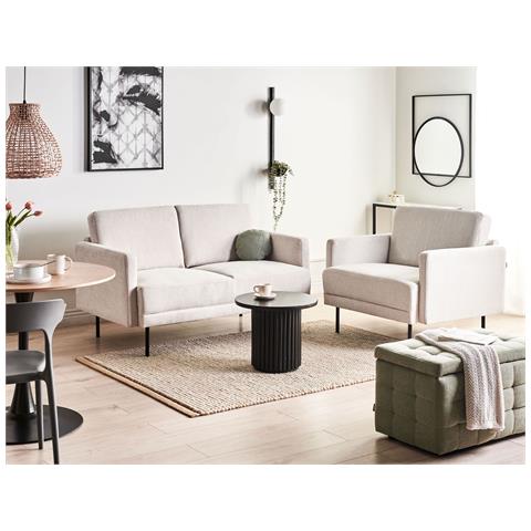 Set Da Salotto 2 Posti Breda Tessuto Beige Chiaro - Foto 1
