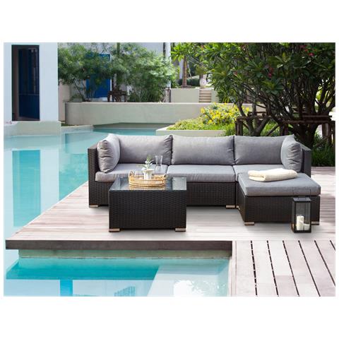 Set Di Divani Angolari Da Giardino 4 Posti Sano Lato Sinistro Nero - Foto 1