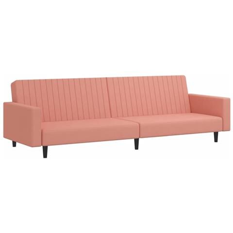 Divano Letto a 2 Posti Rosa in Velluto - Foto 1