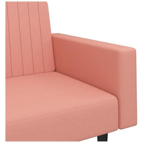 Divano Letto a 2 Posti Rosa in Velluto - Foto 9