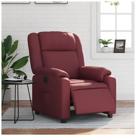Poltrona Reclinabile Elettrica Rosso Vino in Similpelle - Foto 2