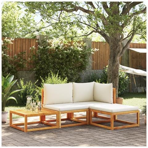 Set Divani da Giardino 4pz con Cuscini Legno Massello di Acacia - Foto 2