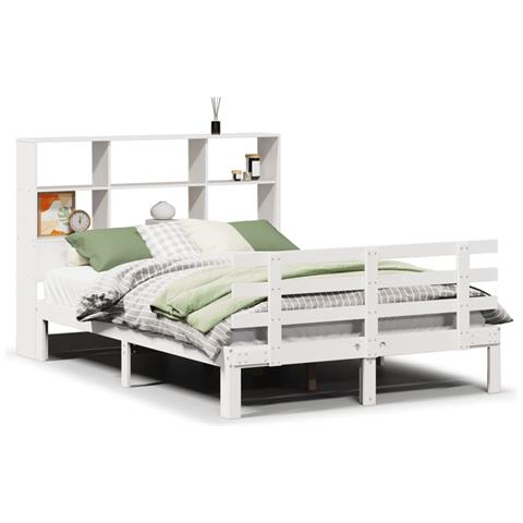 Letto Libreria senza Materasso Bianco 120x200 cm Legno di Pino - Foto 1