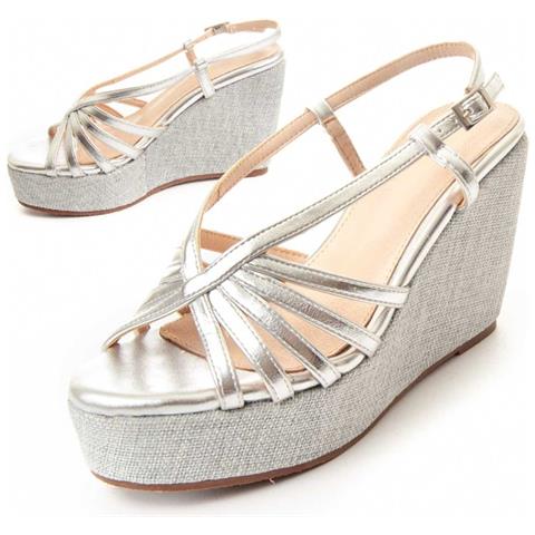 Sandalo Con Zeppa Wesparto5 Argento. - Foto 1