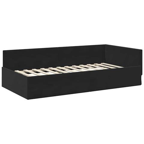 Cornice del letto ad angolo Altro con testiera Nero 90 x 190 cm - Foto 1