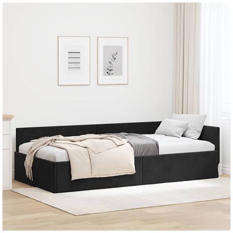 Cornice del letto ad angolo Altro con testiera Nero 90 x 190 cm - Foto 2