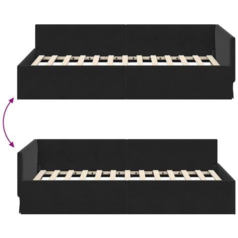 Cornice del letto ad angolo Altro con testiera Nero 90 x 190 cm - Foto 9