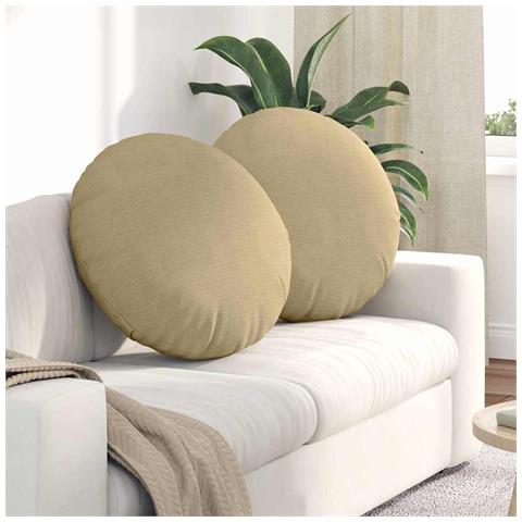 Cuscini per Seduta 2 pcs Grigio Verde Ø 60 cm Tessuto in Cords - Foto 2