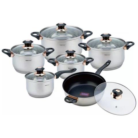Set di pentole in acciaio inossidabile Kinghoff KH-1767 da 12 pezzi - Foto 1