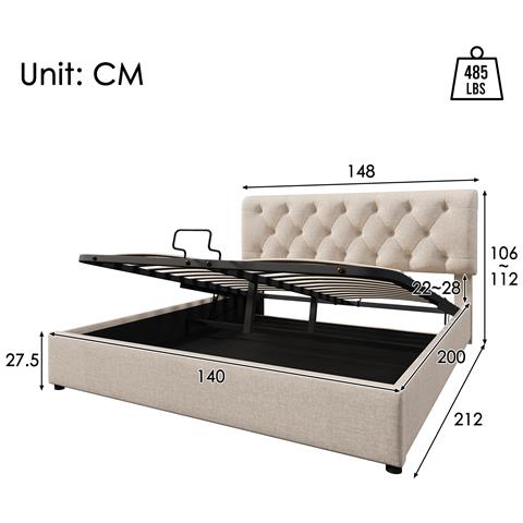 Letto Idraulico Con Testiera Regolabile E Spazio Di Stoccaggio - Foto 3