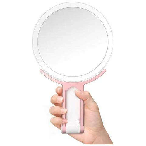 Specchio Per Trucco Con Luce Led E Supporto A C - Ingrandimento 10x Pink - Foto 2