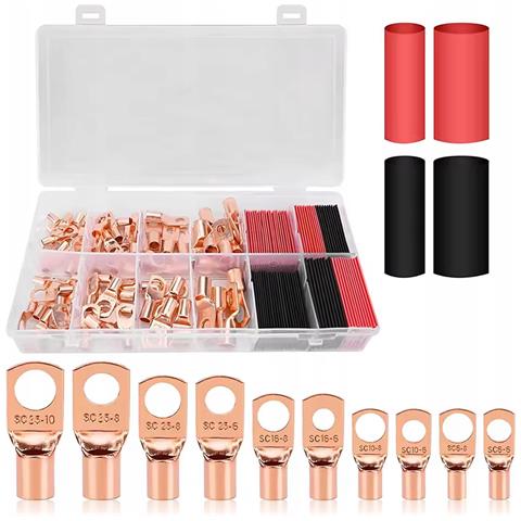 Copperring Prokit 130 - Set Connettori Oculari 6-35 Mm² + Tubetti Termorestringenti | Rame Isolato | Auto Pv Off-grid - Foto 1