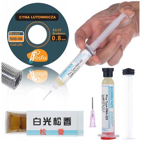 Set Di Saldatura 3 In 1 - Cavo Stagno Sn63pb37 0,8 Mm 50g + Flux Rma-223 + Colofonia 15g | Elettronica, Smd, Pcb - Foto 1