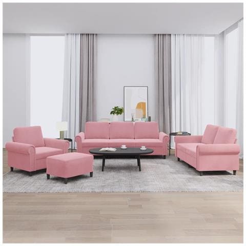 Set di Divani 4 pz con Cuscini rosa in Velluto - Foto 2