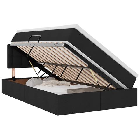 Letto con contenitore e LED con led Nero 120 x 200 cm Tessuto - Foto 1
