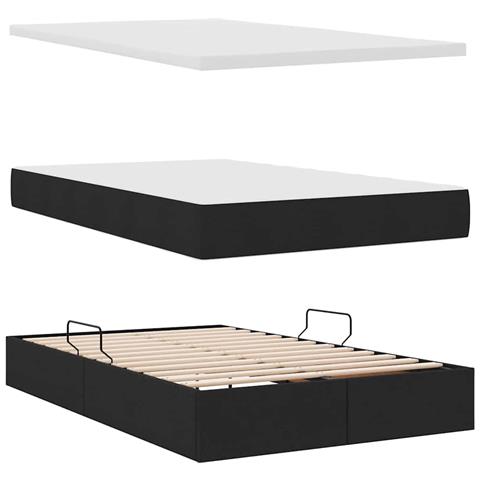 Letto con contenitore e LED con led Nero 120 x 200 cm Tessuto - Foto 9
