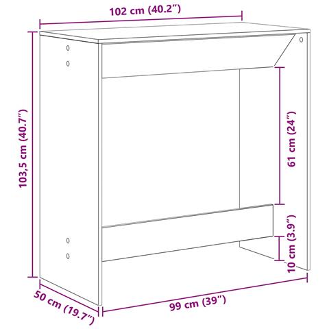 Tavolo da bar Rovere Nero 102 x 50 x 103,5 cm Legno multistrato - Foto 9