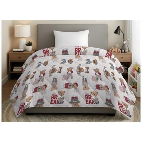 Trapuntino Piumino Estivo Primaverile 100gr Mq Leggero Disegno Teddy Matrimoniale Beige - Foto 1