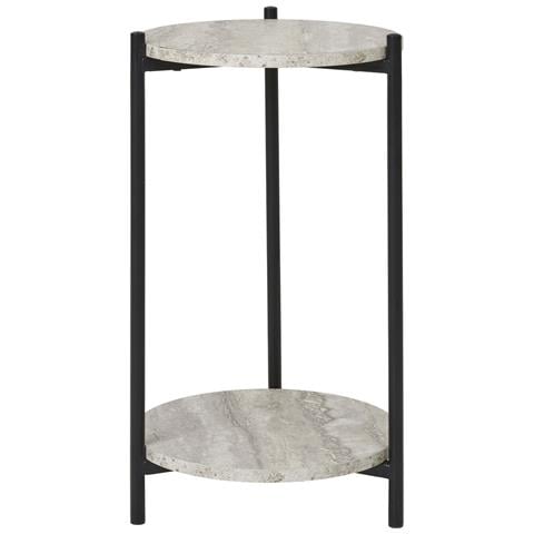 Tavolino D'appoggio Leuven Effetto Travertino Con Gambe Nere — Ø27×46 Cm - Foto 1