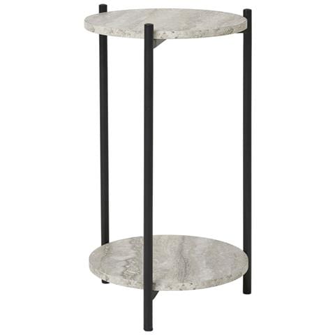 Tavolino D'appoggio Leuven Effetto Travertino Con Gambe Nere — Ø27×46 Cm - Foto 2