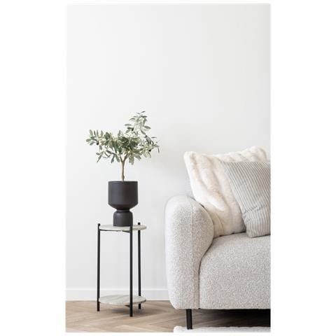 Tavolino D'appoggio Leuven Effetto Travertino Con Gambe Nere — Ø27×46 Cm - Foto 7