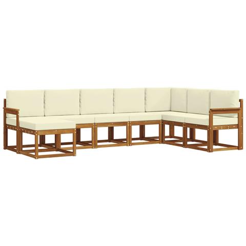 Set di divani da esterno con cuscino 8 pcs Naturale e Crema - Foto 1