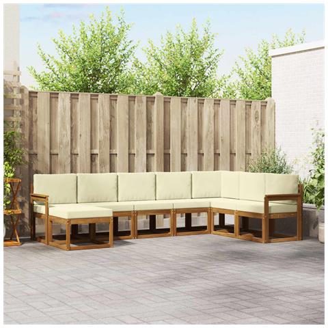 Set di divani da esterno con cuscino 8 pcs Naturale e Crema - Foto 2