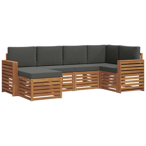 Set divani 6 pcs Naturale e Antracite Legno di Acacia Massello - Foto 1