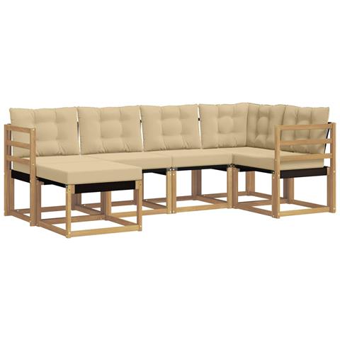 Set di divani da esterno con cuscino 6 pcs Bianco e Beige - Foto 1