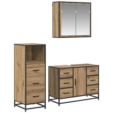 Set di mobili per il bagno con porta 3 pcs Rovere artigianale - Foto 1