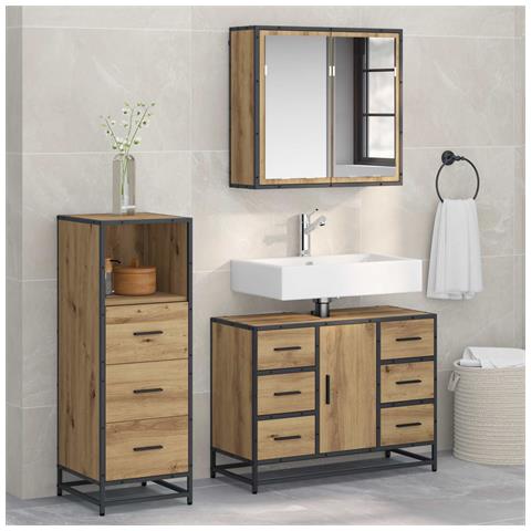 Set di mobili per il bagno con porta 3 pcs Rovere artigianale - Foto 2